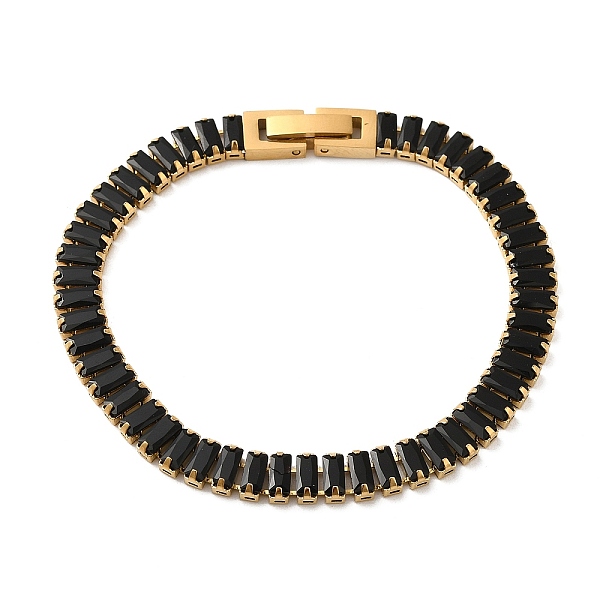 

PandaHall Cubic Zirconia Tennis Bracelet, Vacuum Plating Golden 304 Stainless Steel Rectangle Link Chain Bracelet, Black, 6-1/2~6-3/4 inch...
