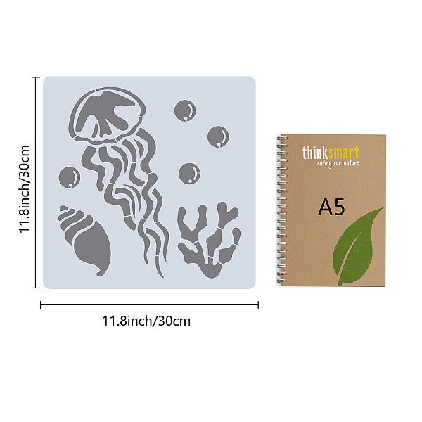 

PandaHall GORGECRAFT 12"X12"Jellyfish Stencil Sea Animal Templates Seaweed Conch Reusable Templates Plastic Drawing Painting Stencils...