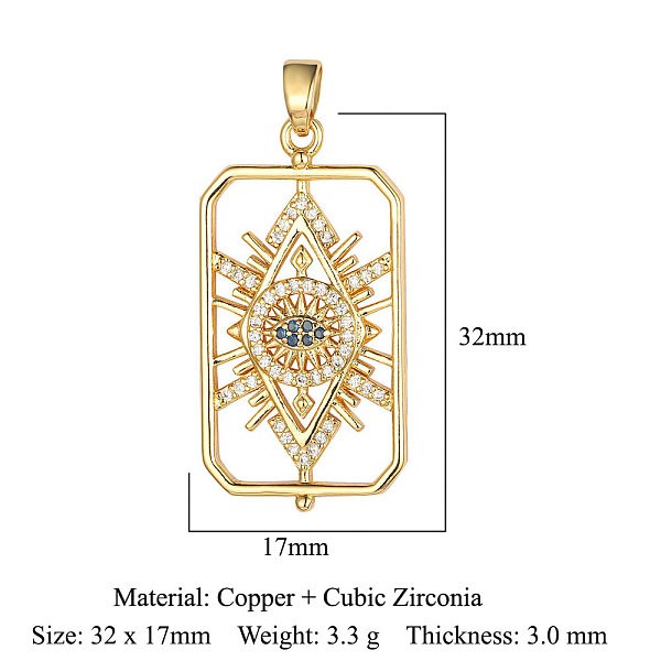 

PandaHall Brass Micro Pave Cubic Zirconia Pendants, Rectangle with Horse Eye Charms, Real 18K Gold Plated, 32x17x3mm Brass+Cubic Zirconia..., Clear
