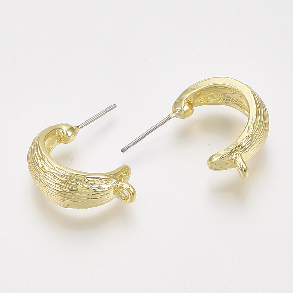 

PandaHall Alloy Stud Earring Findings, Half Hoop Earrings, with Loop, Light Gold, 19x8mm, Hole: 1.5mm, Pin: 0.8mm. Alloy Letter