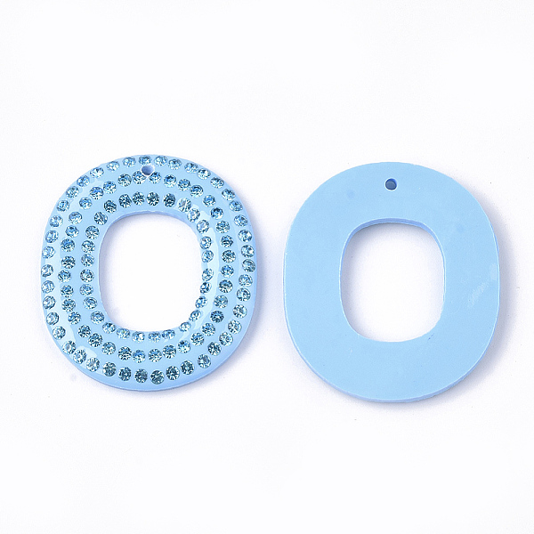 

PandaHall Acrylic Pendants, with Rhinestone, Oval, Light Sky Blue, Aquamarine, 41x36x4mm, Hole: 1.5mm Acrylic+Rhinestone Oval Cyan