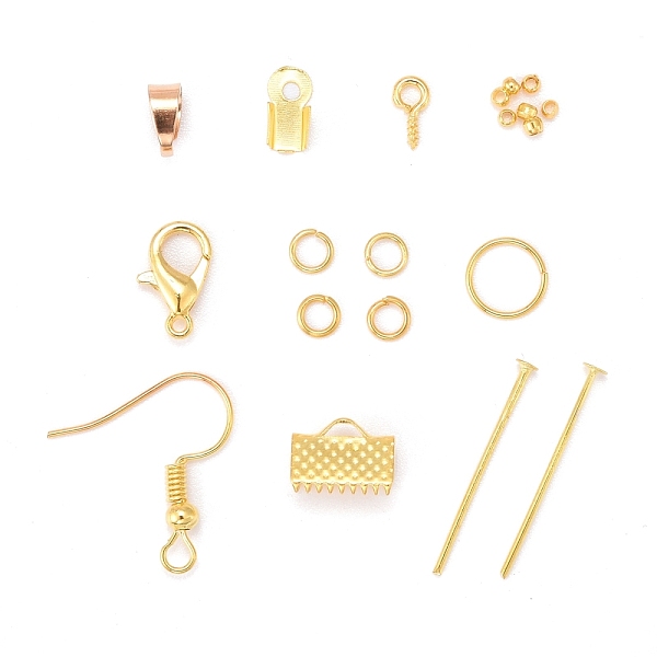 

PandaHall DIY Jewelry Sets, Brass Crimp Beads and Iron Findings, with Tools, Golden, 13x6.8x2.1cm Metal