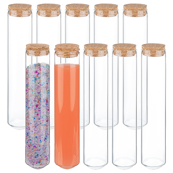 

PandaHall BENECREAT 10Pcs Glass Tubes, with Cork Stopper, Lab Supplies, Clear, 15.9x3cm, Capacity: 80ml(2.71fl. oz) Glass Column Clear