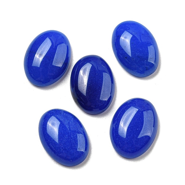 

PandaHall Dyed Natural White Jade Cabochons, Oval, Blue, 14x10~10.5x4.5mm White Jade Oval Blue