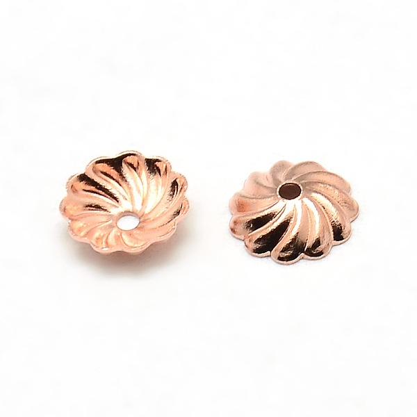 

PandaHall Brass Flower Bead Caps, Rose Gold, 7x2mm, Hole: 1mm Brass