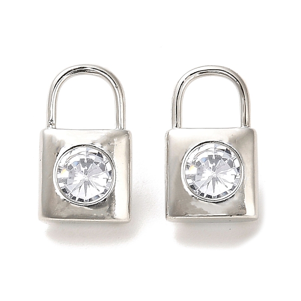 

PandaHall Brass Pendants, with Glass, Long-Lasting Plated, Lock Charm, Platinum, 16.5x10x7mm, Hole: 5.8x6mm Brass+Glass Lock