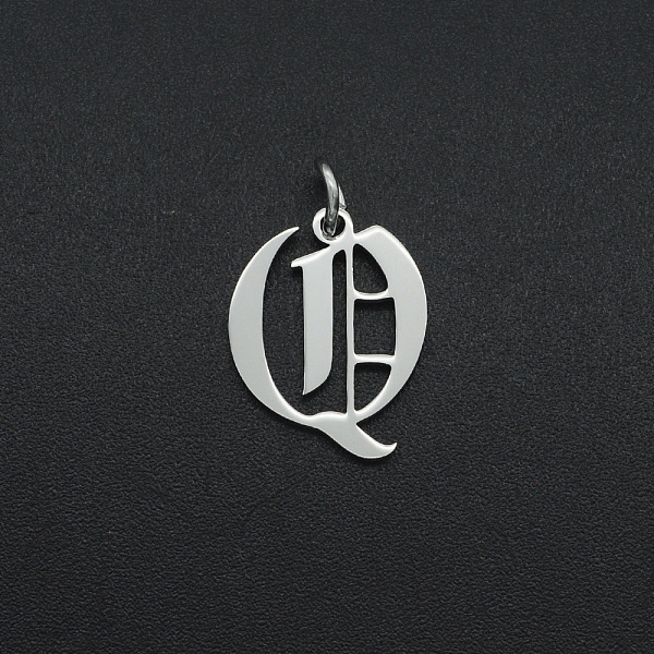 

PandaHall 304 Stainless Steel Pendants, with Jump Ring, Old English, Letter, Laser Cut, Stainless Steel Color, Letter.Q, 16x12x1mm, Hole...