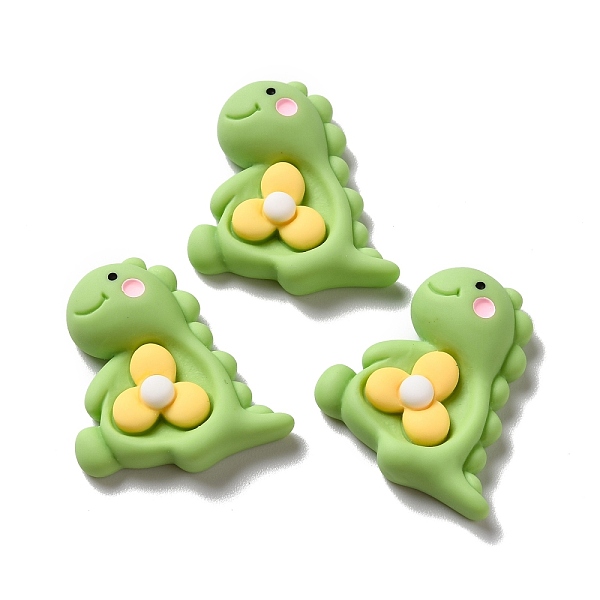 

PandaHall Opaque Resin Cabochons, Dinosaur-shaped Mini Fan, Yellow Green, 26.5x25x7.5mm Resin Fan