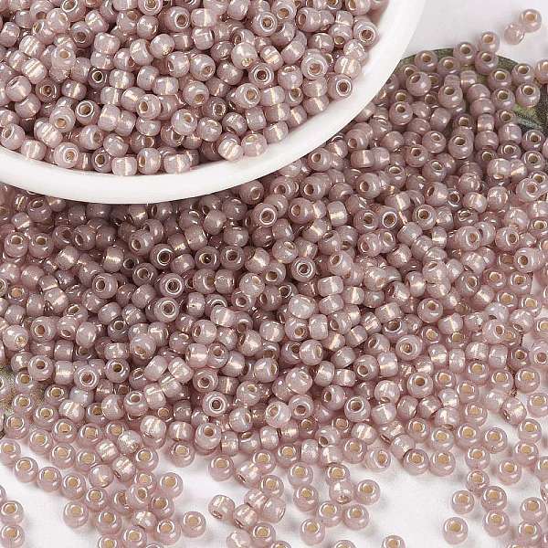 

PandaHall MIYUKI Round Rocailles Beads, Japanese Seed Beads, 8/0, (RR2359) Silverlined Shell Opal, 3mm, Hole: 1mm, about 422~455pcs/10g..., Purple