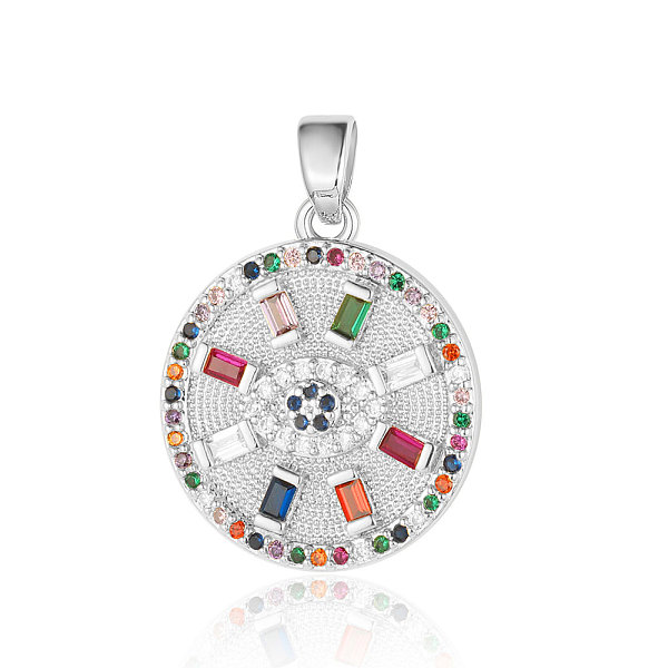 

PandaHall Brass Micro Pave Cubic Zirconia Pendants, Flat Round with Evil Eye Charms, Platinum, 21x18x2.6mm Brass+Cubic Zirconia Flat Round