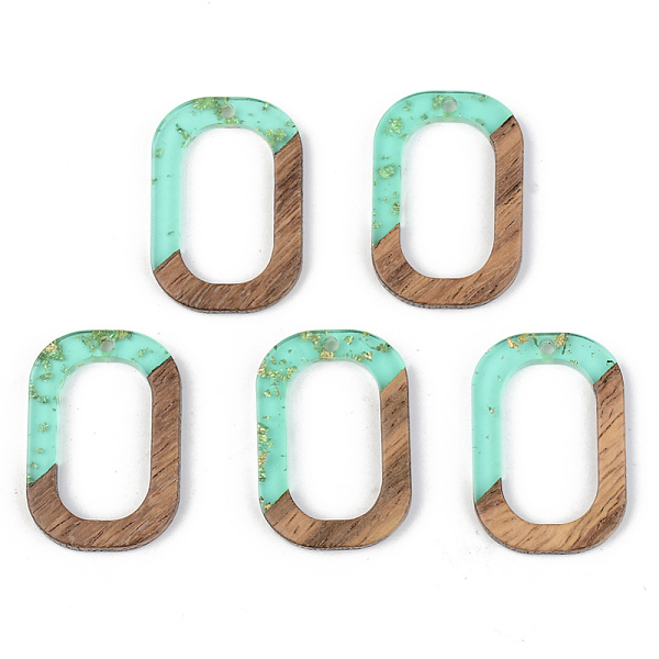 

PandaHall Transparent Resin & Walnut Wood Pendants, with Foil, Oval Ring, Pale Turquoise, 28x19.5x3mm, Hole: 2mm Resin+Wood Oval Cyan