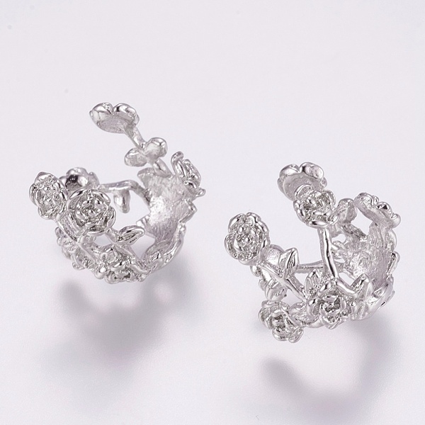 

PandaHall Brass Fancy Bead Caps, Flower, 4-Petal, Platinum, 14x16x18mm, Hole: 2.5mm Brass