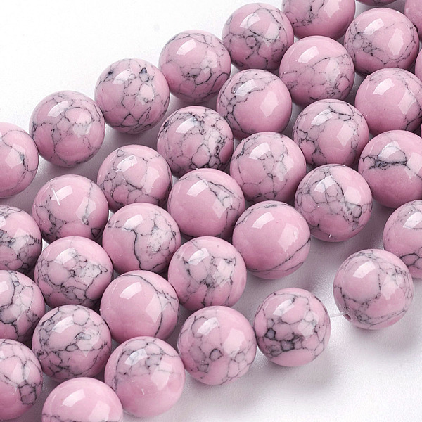 

PandaHall Synthetic Turquoise Beads Strands, Dyed, Round, Pink, 10mm, Hole: 1mm, about 40pcs/strand, 15.7 Synthetic Turquoise Round Pink