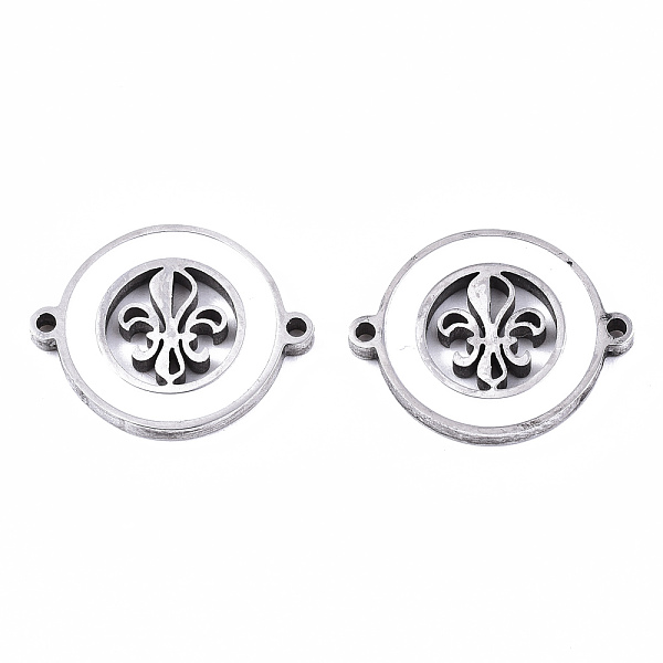 

PandaHall 304 Stainless Steel Enamel Links Connectors, Laser Cut, Flat Round with Fleur De Lis, White, Stainless Steel Color, 14.5x18.5x2mm...