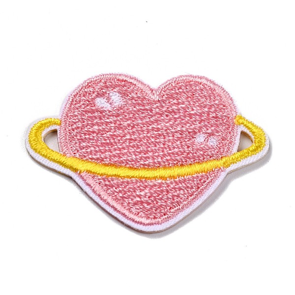 PandaHall Computerized Embroidery Cloth Self Adhesive Patches, Stick On Patch, Costume Accessories, Appliques, Heart, Pink, 26.5x37.5x1.5mm...