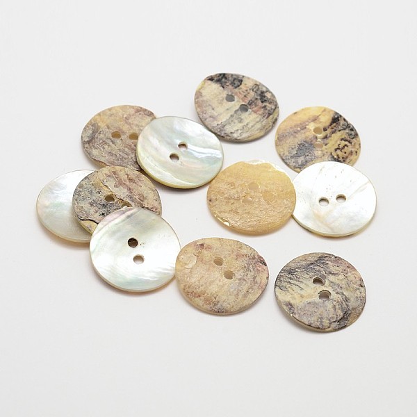 2-Hole Flat Round Mother Of Pearl Buttons