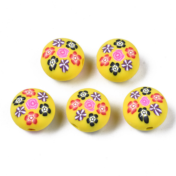 

PandaHall Handmade Polymer Clay Beads, for DIY Jewelry Crafts Supplies, Flat Round with Flower, Yellow, 12x8.5mm, Hole: 1.6mm Polymer Clay...