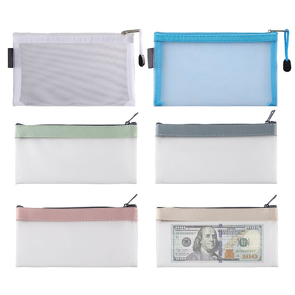 

PandaHall CHGCRAFT 6Pcs 6 Style Transparent TPU Plastic Pen Bag, with Zipper, Rectangle, Mixed Color, 95~120x190~200x8~12mm, 1pc/style..., Multicolor