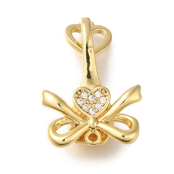 

PandaHall Brass with Shell Fold Over Clasps, Bowknot, Real 18K Gold Plated, Real 18K Gold Plated, 27mm Brass+Cubic Zirconia Bowknot Clear