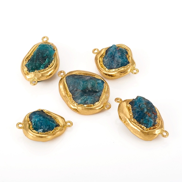 

PandaHall Raw Rough Natural Apatite Links, with Golden Plated Edge Brass Findings, Nuggets, 28~45x18~23x10~14mm, Hole: 1.6~1.8mm Apatite...