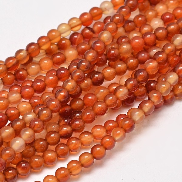Round Natural Red Agate Bead Strands