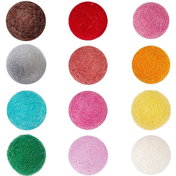 SUNNYCLUE 1 Box 48Pcs 12 Colors Wool Felted Balls 0.8inch/2.2cm Wool Felt Pom Pom Balls Handmade Pompoms Wool Felt Ball Pink Blue Yellow...
