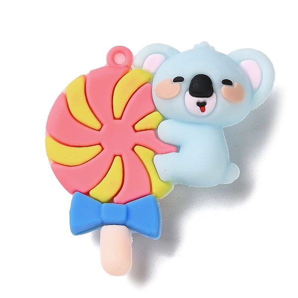 

PandaHall PVC Plastic Big Pendants, Koala Charm, Lollipop, 53.5x52x22mm, Hole: 3mm PVC Lollipop Cyan
