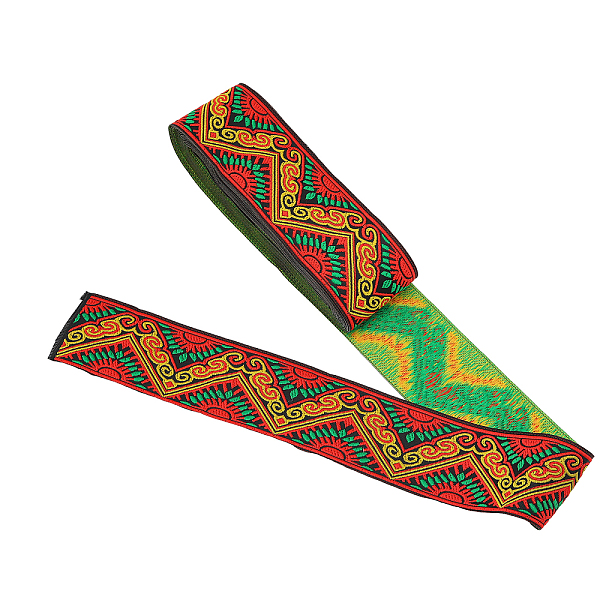 

PandaHall Ethnic Style Embroidery Polyester Ribbons, Jacquard Ribbon, Tyrolean Ribbon, Garment Accessories, Wave Pattern, Red, 2 inch(50mm)...
