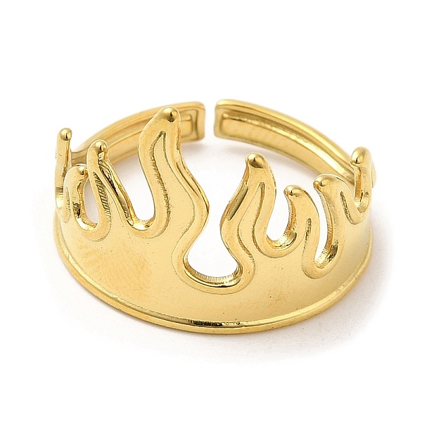 

PandaHall 304 Stainless Steel Open Cuff Rings, Fire, Golden, US Size 7(17.3mm) 304 Stainless Steel