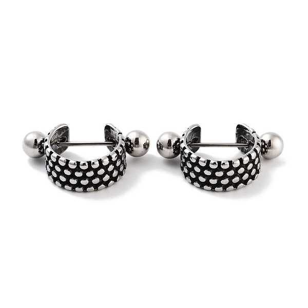 

PandaHall Textured 316 Surgical Stainless Steel Shield Barbell Hoop Earrings, Cartilage Earrings for Women, Antique Silver, 13x6.5mm 316...