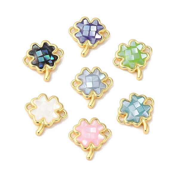 

PandaHall Epoxy Resin & Shell Connector Charms, Rack Plating Brass Clover Links, 18K Gold Plated, Long-lasting Plated, Cadmium Free & Lead..., Multicolor
