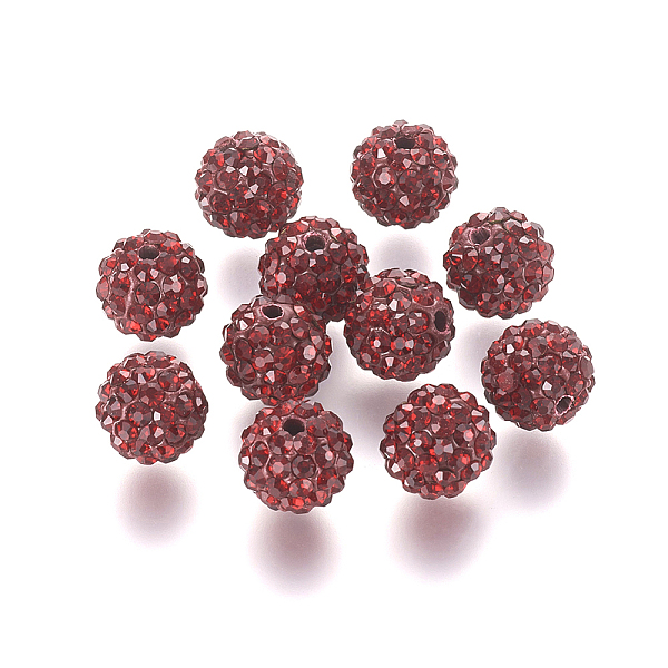

PandaHall Polymer Clay Rhinestone Beads, Grade A, Round, Pave Disco Ball Beads, Siam, 8x7.5mm, Hole: 1mm Polymer Clay+Glass Rhinestone Round..., Red