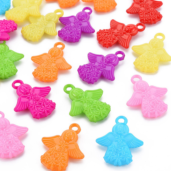 

PandaHall Plastic Pendants, Angel, Mixed Color, 31.5x25x6mm, Hole: 3mm, about 435pcs/bag Plastic Angel & Fairy Multicolor