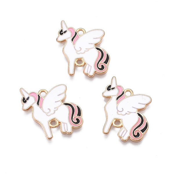 

PandaHall Alloy Enamel Connectors Charms, Light Gold, Cadmium Free & Lead Free, Unicorn, White, 22.5x21x1mm, Hole: 1.6mm Alloy+Enamel...