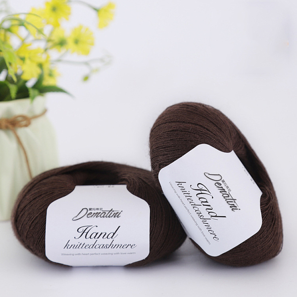 PandaHall Wool Yarn for Sweater Hat, 4-Strands Wool Threads for Knitting Crochet Supplies, Coffee, about 656.17 Yards(600m)/Roll Wool Brown