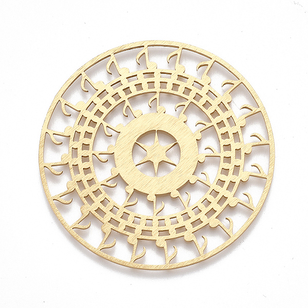 

PandaHall Aluminium Filigree Joiners Links, Laser Cut Filigree Joiners Links, Flat Round with Musical Note, Golden, 50x1mm Aluminum Flat...