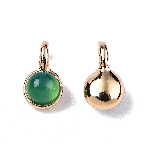 

PandaHall Natural Green Onyx Agate Charms, with Light Gold Plated Brass Findings, Round, 11.5x6.5x5mm, Hole: 2mm Green Onyx Agate Round