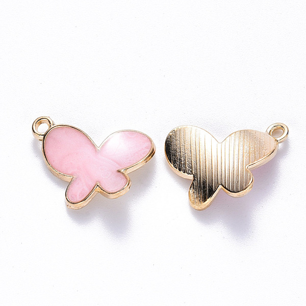 

PandaHall Alloy Enamel Pendants, Butterfly, Light Gold, Pink, 13x17.5x3mm, Hole: 1.5mm Alloy+Enamel Butterfly Pink