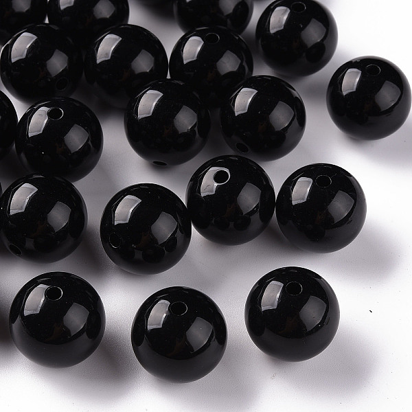 

PandaHall Opaque Acrylic Beads, Round, Black, 20x19mm, Hole: 3mm Acrylic Round Black