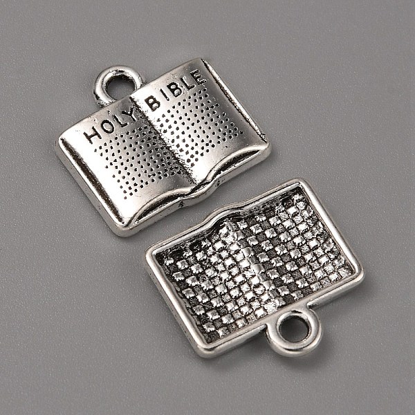 

PandaHall Tibetan Style Alloy Pendants, Holy Bible Charms, Religion, Antique Silver, 14.5x15x2mm, Hole: 2mm Alloy Others