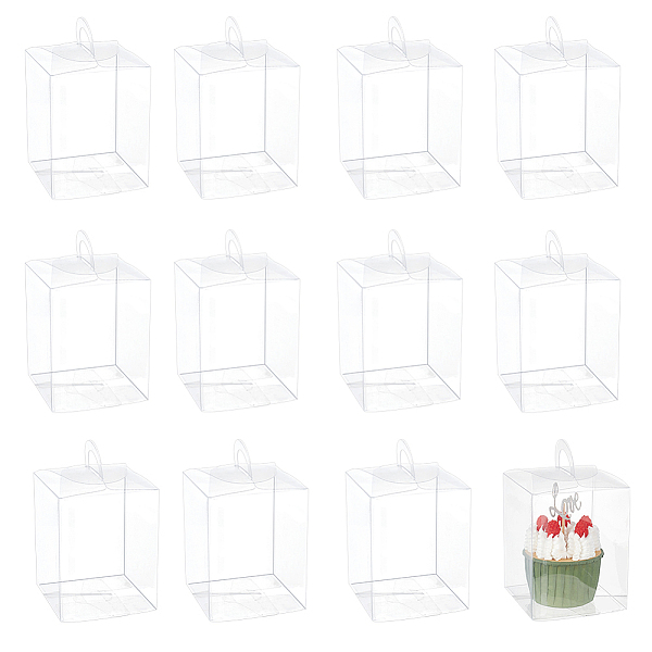 PandaHall 20 Pcs Hanging Transparent Gift Boxes, 3.1x3.1x3.9 Inch Clear Candy Box Rectangle PVC Favour Boxes for Candy Sweets Chocolate...
