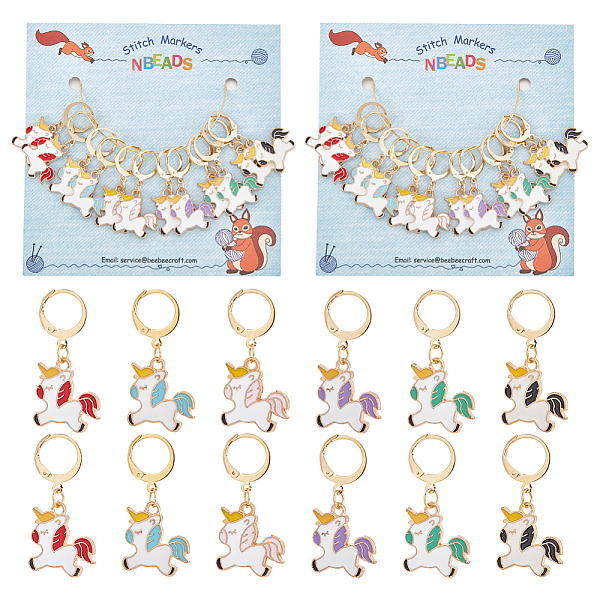 

PandaHall Alloy Enamel Unicorn Pendant Locking Stitch Markers, 304 Stainless Steel Clasp Stitch Marker, Mixed Color, 3.4cm, 6 colors..., Multicolor
