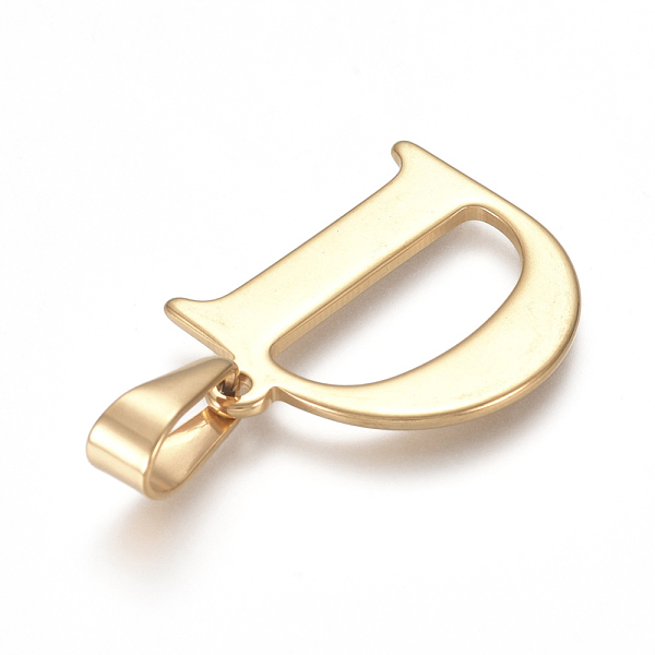 

PandaHall 304 Stainless Steel Pendants, Golden, Initial Letter.D, 27x22x1.5mm, Hole: 3x8mm 304 Stainless Steel Letter D