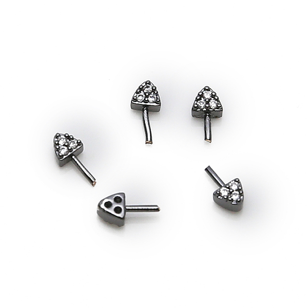 

PandaHall Brass Micro Pave Clear Cubic Zirconia Head Pins, for Ghost Witch Baroque Pearl Making, Triangle, Gunmetal, 7mm Brass