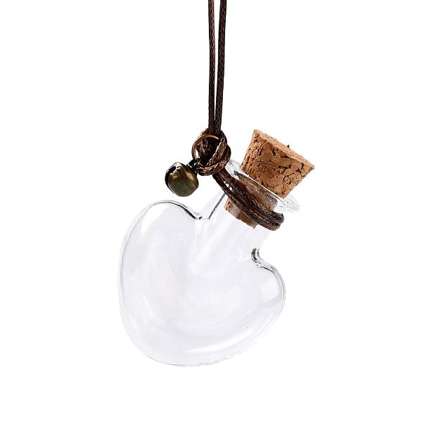 

PandaHall Heart-shaped Glass Cork Bottles Ornament, with Waxed Cord & Iron Bell, Glass Empty Wishing Bottles, DIY Vials for Pendant..., Clear