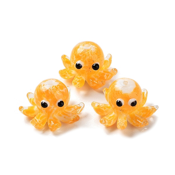 

PandaHall Handmade Lampwork Beads, with Enamel, Octopus, Orange, 13.5~15x20.5~24.5x21.5~24.5mm, Hole: 1.6~2mm Lampwork Octopus Orange
