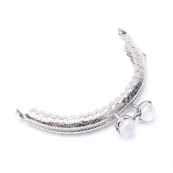 

PandaHall Iron Purse Frame Handle, with Half Round Resin Beads, for Bag Sewing Craft Tailor Sewer, Platinum, White, 60x86x11mm, Hole: 1.5mm...
