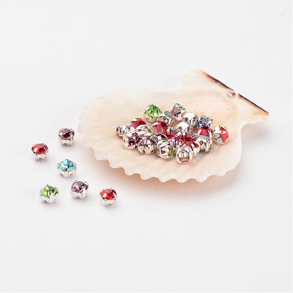 

PandaHall Sew on Rhinestone, Multi-strand Links, Grade A Glass Rhinestone, with Brass Prong Settings, Garments Accessories, Square, Silver..., Multicolor