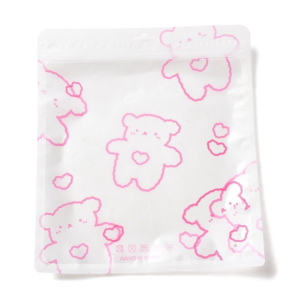 

PandaHall Rectangle Plastic Packaging Zip Lock Bags, Cartoon Bear Print Top Self Seal Pouches, Hot Pink, 24.9x22x0.01~0.15cm, Unilateral...
