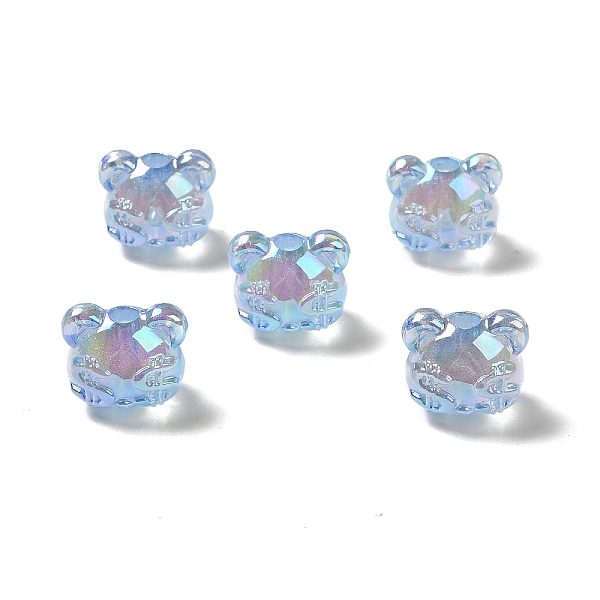 

PandaHall UV Plating Rainbow Iridescent Acrylic Beads, Bear Head with Dollar Sign, Light Sky Blue, 13.5x16x13.5mm, Hole: 3.5mm Acrylic Bear